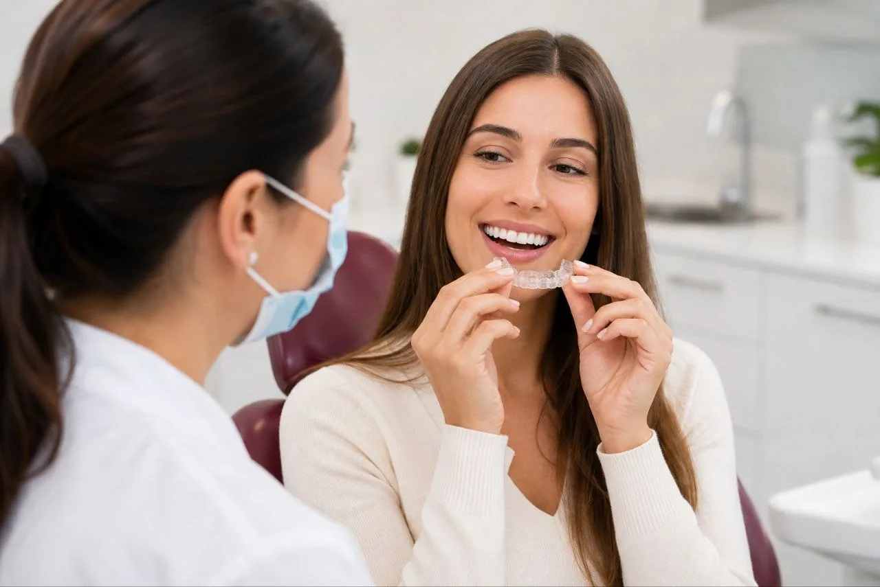 Paciente adolescente en consulta dental informativa sobre alineadores dentales en Córdoba