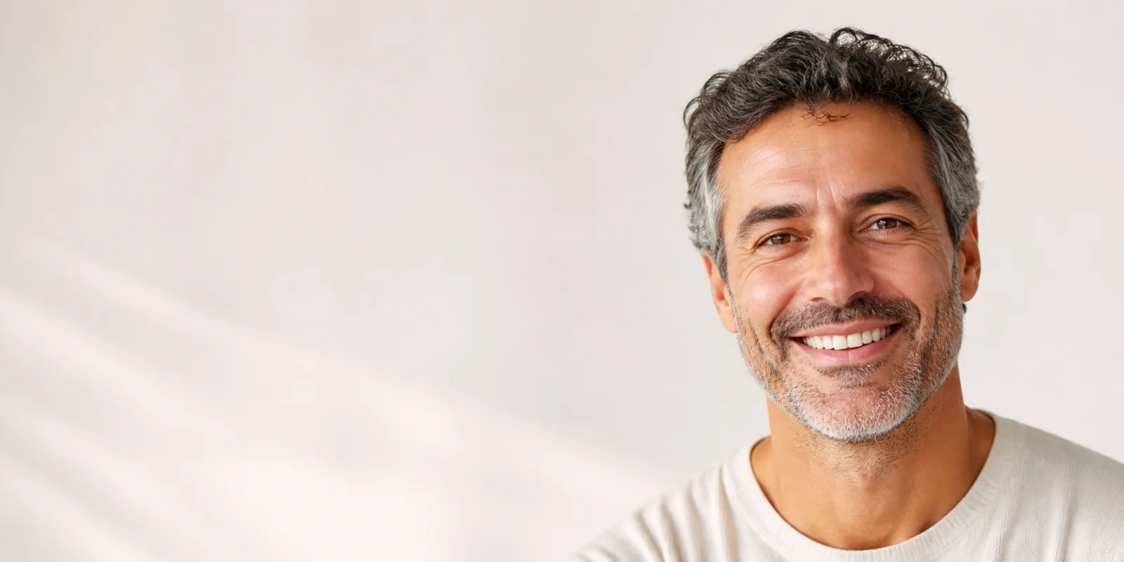 Hombre adulto sonriendo con naturalidad