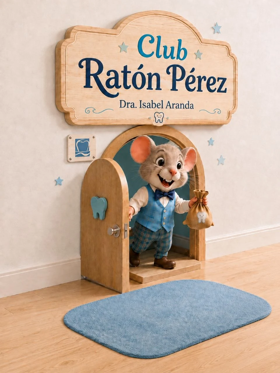 Club Ratón Pérez de la Dra. Isabel Aranda, con la puerta del Ratón Pérez en Clínica Dental Aranda