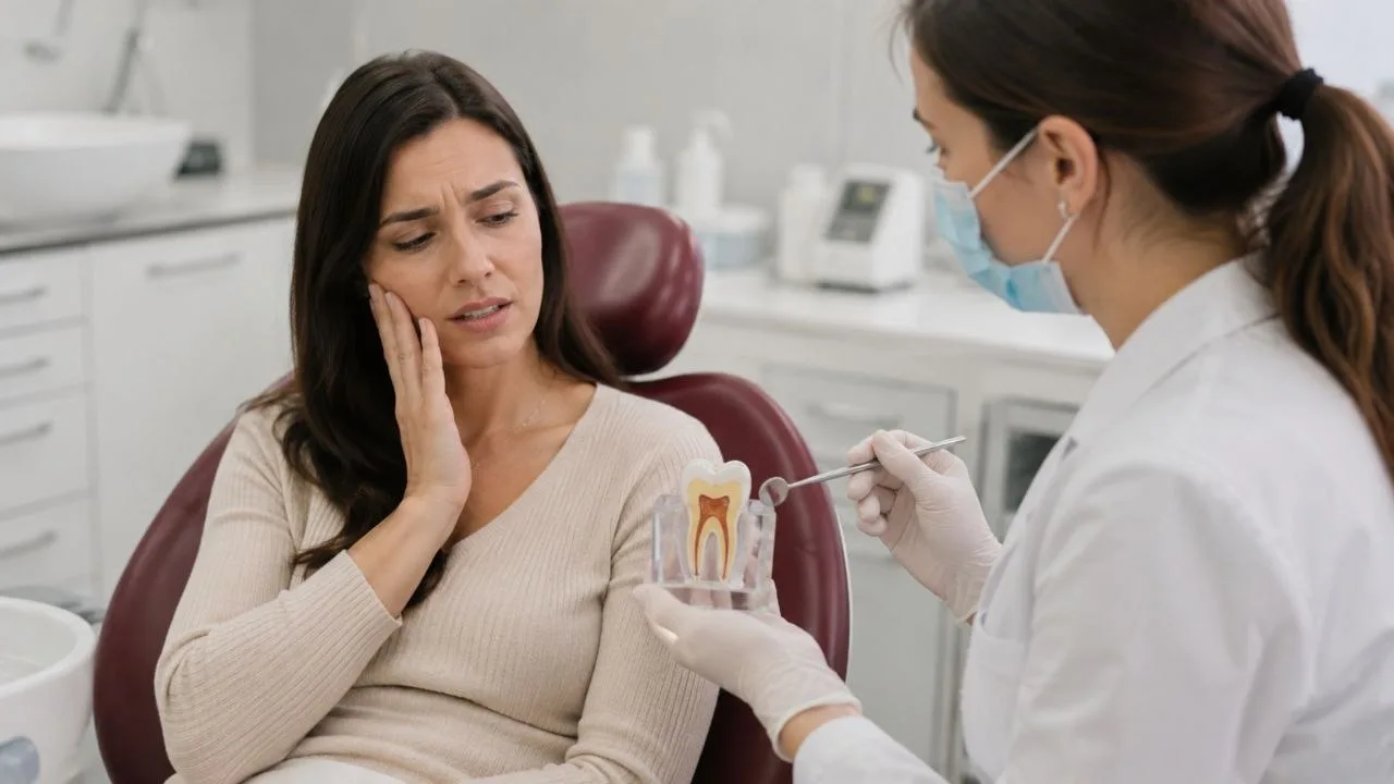 Paciente tras un tratamiento de endodoncia en Clínica Dental Aranda, Córdoba